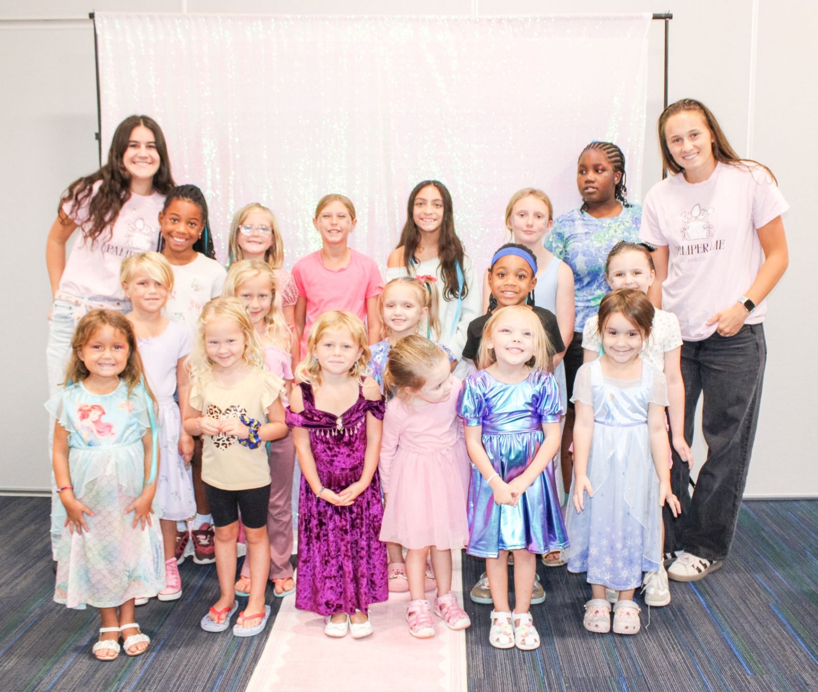 Pamper Me Parties class group photo with all the girls and hosts